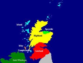 Mapa de regiones del Whisky