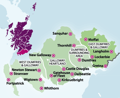 Mapa de la Región de Dumfries and Galloway