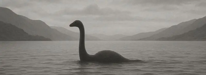 Nessie, el monstruo del Lago Ness, nadando en las aguas del Loch Ness en Escocia