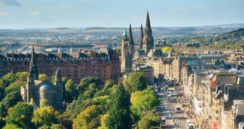 Vista aérea de Edimburgo, Escocia