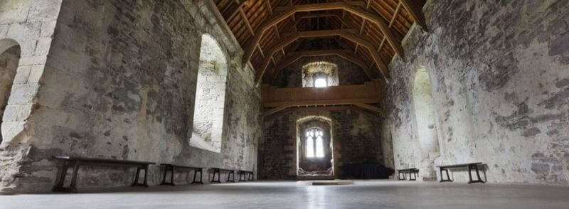 Great Hall interior del Castillo de Doune en Escocia, Reino Unido