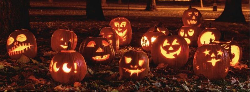 Calabazas durante la celebración de Halloween en Edimburgo, Escocia